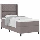 vidaXL Bett Boxspringbett mit Kissen mit Kopfteil Taupe 200 x 90 cm Stoff...