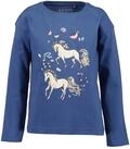 Langarmshirt BLUE SEVEN, M&auml;dchen, Gr. 98, blau (jeansblau), Single Jersey,