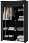 MODFU Stoffschrank Stoffkleiderschrank Schwarz, 103x43x162,5 cm, 6 F&auml;cher,