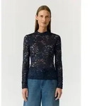 Y.A.S Langarmshirt YASLACEY LS LACE TOP S. NOOS Materialmix, slim fit blau M...