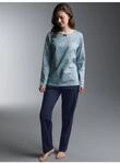 Schlafanzug TRIGEMA "TRIGEMA Pyjama mit Ornamentmuster", Damen, Gr. M, blau