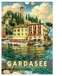 CALVENDO Wandkalender Gardasee - Old School Poster Style (Wandkalender 2027 DIN...