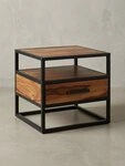 KADIMA DESIGN Nachttisch Nachtkonsole 50 x 45 x 45 cm Massivholz Metall Schwarz,