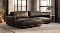 KAWOLA Ecksofa MARLIN Ecksofa aus Lederfaserstoff, schwarz, Longchair links,...