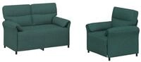 vidaXL Sofa Sofa Set 2 stk. Dunkelgr&uuml;n Stoff, 2 Teile