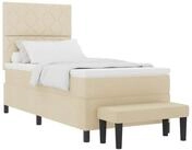 vidaXL Bett Boxspringbett mit Kopfteil Creme 90 x 190 cm Stoff (1-tlg)