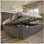 MODFU Polsterbett Polsterbett 140 x 190 cm mit Stauraum und Ladestation, Leinen...
