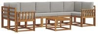 vidaXL Gartenlounge-Set Outdoor-Sofagarnitur 8 stk. Nat&uuml;rlich und Hellgrau,...