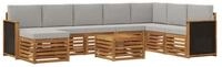 vidaXL Gartenlounge-Set Outdoor-Sofagarnitur 7 stk. Nat&uuml;rlich und Hellgrau,...