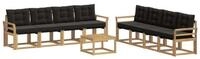 vidaXL Gartenlounge-Set Outdoor-Sofagarnitur 9 stk. Wei&szlig; und Schwarz, (9-tlg)