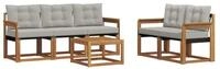 vidaXL Gartenlounge-Set Outdoor-Sofagarnitur 6 stk. Nat&uuml;rlich und Hellgrau,...