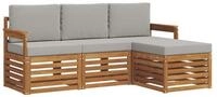 vidaXL Gartenlounge-Set Outdoor-Sofagarnitur 4 stk. Nat&uuml;rlich und Hellgrau,...