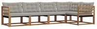 vidaXL Gartenlounge-Set Outdoor-Sofagarnitur 5 stk. Nat&uuml;rlich und Hellgrau,...