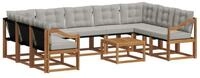 vidaXL Gartenlounge-Set Outdoor-Sofagarnitur 10 stk. Nat&uuml;rlich und Hellgrau,