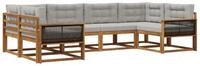 vidaXL Gartenlounge-Set Outdoor-Sofagarnitur 6 stk. Nat&uuml;rlich und Hellgrau,...