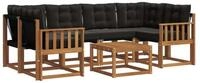 vidaXL Gartenlounge-Set Outdoor-Sofagarnitur 7 stk. Nat&uuml;rlich und Schwarz,...
