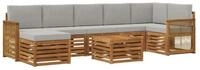 vidaXL Gartenlounge-Set Outdoor-Sofagarnitur 7 stk. Nat&uuml;rlich und Hellgrau,...