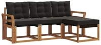 vidaXL Gartenlounge-Set Outdoor-Sofagarnitur 4 stk. Nat&uuml;rlich und Schwarz,...