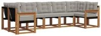vidaXL Gartenlounge-Set Outdoor-Sofagarnitur 7 stk. Nat&uuml;rlich und Hellgrau,...