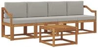 vidaXL Gartenlounge-Set Outdoor-Sofagarnitur 5 stk. Nat&uuml;rlich und Hellgrau,...