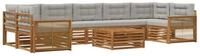 vidaXL Gartenlounge-Set Outdoor-Sofagarnitur 8 stk. Nat&uuml;rlich und Hellgrau,...
