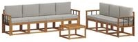 vidaXL Gartenlounge-Set Outdoor-Sofagarnitur 8 stk. Nat&uuml;rlich und Hellgrau,...
