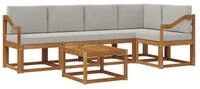 vidaXL Gartenlounge-Set Outdoor-Sofagarnitur 6 stk. Nat&uuml;rlich und Hellgrau,...