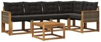 vidaXL Gartenlounge-Set Outdoor-Sofagarnitur 6 stk. Nat&uuml;rlich und Schwarz,...