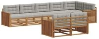 vidaXL Gartenlounge-Set Outdoor-Sofagarnitur 8 stk. Nat&uuml;rlich und Hellgrau,...