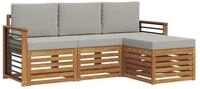vidaXL Gartenlounge-Set Outdoor-Sofagarnitur 4 stk. Nat&uuml;rlich und Hellgrau,...