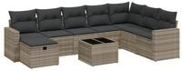vidaXL Gartenlounge-Set 9-tlg. Garten-Sofagarnitur mit Kissen Hellgrau Poly...
