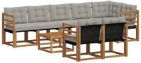 vidaXL Gartenlounge-Set Outdoor-Sofagarnitur 9 stk. Nat&uuml;rlich und Hellgrau,...