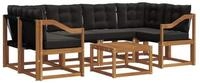 vidaXL Gartenlounge-Set Outdoor-Sofagarnitur 7 stk. Nat&uuml;rlich und Schwarz,...