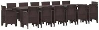 vidaXL Loungeset vidaXL Garten Essgruppe 15 stk. Braun Polt Rattan