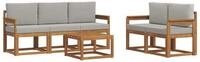 vidaXL Gartenlounge-Set Outdoor-Sofagarnitur 6 stk. Nat&uuml;rlich und Hellgrau,...