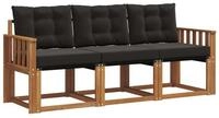 vidaXL Gartenlounge-Set Outdoor-Sofagarnitur 3 stk. Nat&uuml;rlich und Schwarz,...