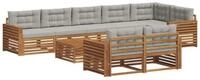 vidaXL Gartenlounge-Set Outdoor-Sofagarnitur 9 stk. Nat&uuml;rlich und Hellgrau,...