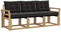 vidaXL Gartenlounge-Set Outdoor-Sofagarnitur 3 stk. Wei&szlig; und Schwarz, (3-tlg)