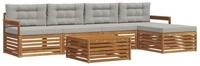 vidaXL Gartenlounge-Set Outdoor-Sofagarnitur 6 stk. Nat&uuml;rlich und Hellgrau,...