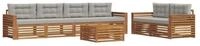 vidaXL Gartenlounge-Set Outdoor-Sofagarnitur 7 stk. Nat&uuml;rlich und Hellgrau,...