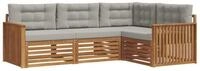 vidaXL Gartenlounge-Set Outdoor-Sofagarnitur 4 stk. Nat&uuml;rlich und Hellgrau,...