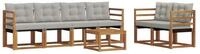 vidaXL Gartenlounge-Set Outdoor-Sofagarnitur 7 stk. Nat&uuml;rlich und Hellgrau,...