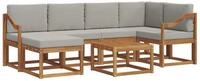 vidaXL Gartenlounge-Set Outdoor-Sofagarnitur 7 stk. Nat&uuml;rlich und Hellgrau,...
