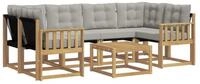 vidaXL Gartenlounge-Set Outdoor-Sofagarnitur 7 stk. Wei&szlig; und Hellgrau, (7-tlg)