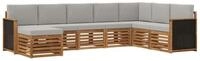 vidaXL Gartenlounge-Set Outdoor-Sofagarnitur 6 stk. Nat&uuml;rlich und Hellgrau,...