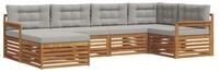 vidaXL Gartenlounge-Set Outdoor-Sofagarnitur 6 stk. Nat&uuml;rlich und Hellgrau,...