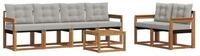 vidaXL Gartenlounge-Set Outdoor-Sofagarnitur 7 stk. Nat&uuml;rlich und Hellgrau,...