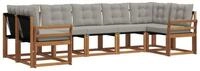 vidaXL Gartenlounge-Set Outdoor-Sofagarnitur 7 stk. Nat&uuml;rlich und Hellgrau,...