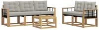 vidaXL Gartenlounge-Set Outdoor-Sofagarnitur 6 stk. Wei&szlig; und Hellgrau, (6-tlg)