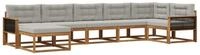 vidaXL Gartenlounge-Set Outdoor-Sofagarnitur 7 stk. Nat&uuml;rlich und Hellgrau,...